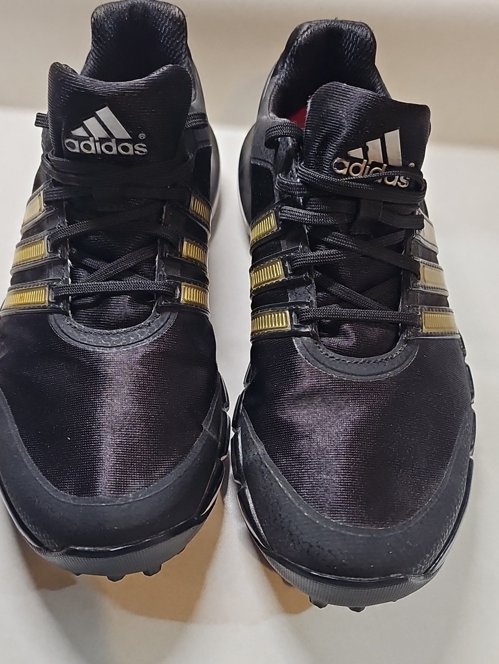 adidas Men’s Black Golf Shoes Spikeless with Gold Stripes